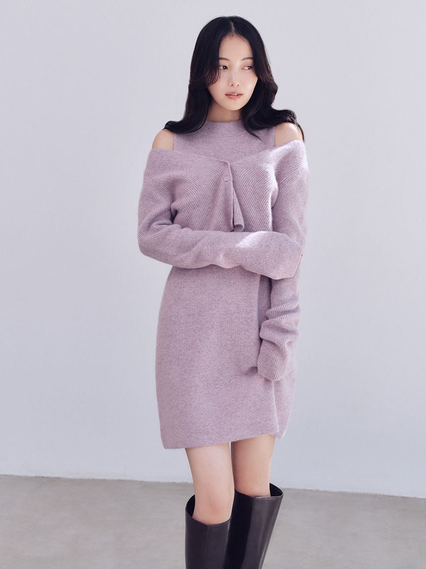short cardigan dress Raccoon Ribbed Short Cardigan F(ONE SIZE) / KHAKI