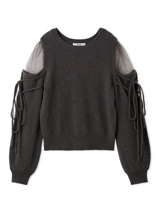 See-through shoulder knit pullover