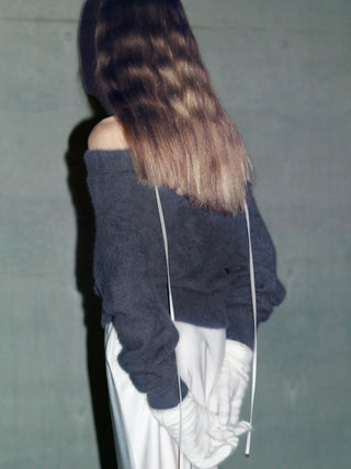 [HIGH QUALITY COLLECTION] Fox Cashmere Off-Shoulder Pullover