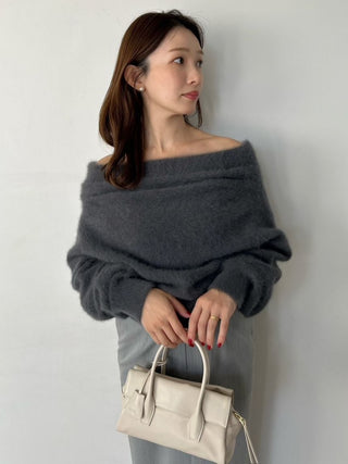[HIGH QUALITY COLLECTION] Fox Cashmere Off-Shoulder Pullover