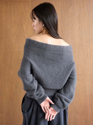 [HIGH QUALITY COLLECTION] Fox Cashmere Off-Shoulder Pullover