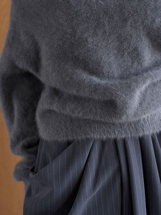 [HIGH QUALITY COLLECTION] Fox Cashmere Off-Shoulder Pullover