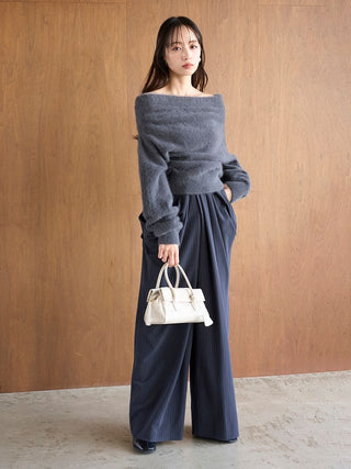[HIGH QUALITY COLLECTION] Fox Cashmere Off-Shoulder Pullover