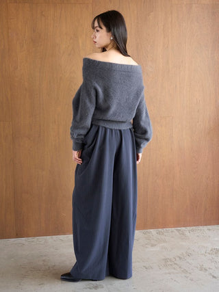 [HIGH QUALITY COLLECTION] Fox Cashmere Off-Shoulder Pullover