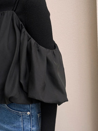 Off-shoulder layered knit pullover