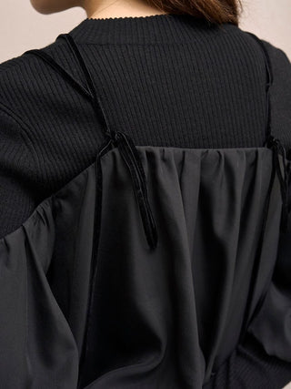 Off-shoulder layered knit pullover