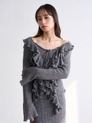 Ruffle design knit pullover