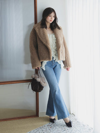 Ruffle design knit pullover