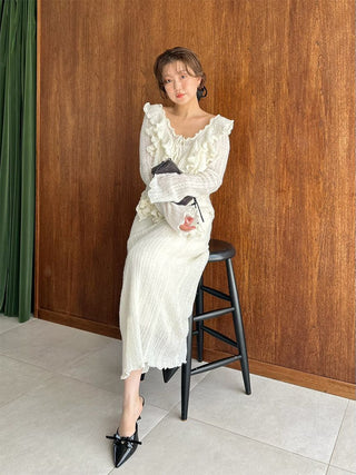 Ruffle design knit pullover