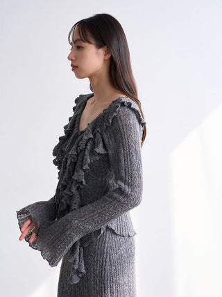 Ruffle design knit pullover