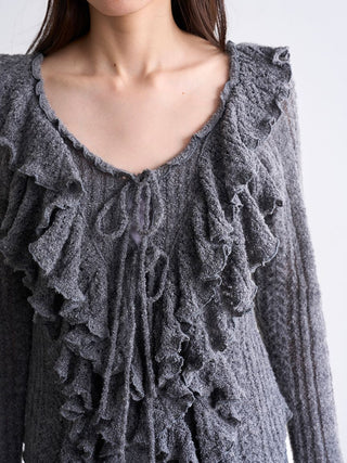 Ruffle design knit pullover