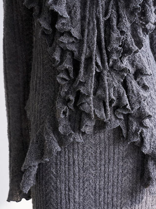 Ruffle design knit pullover