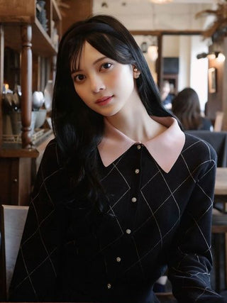 Argyle Check Cardigan