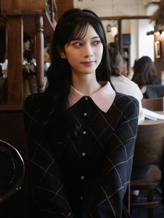 Argyle Check Cardigan