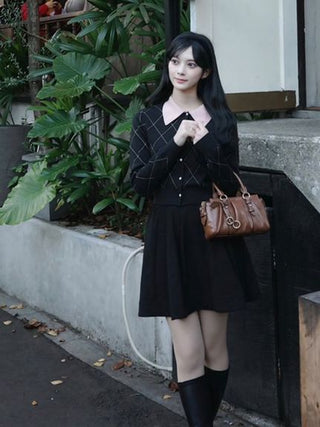 Argyle Check Cardigan