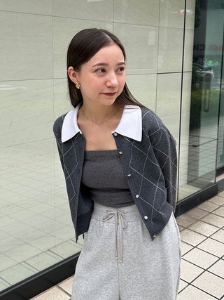 Argyle Check Cardigan