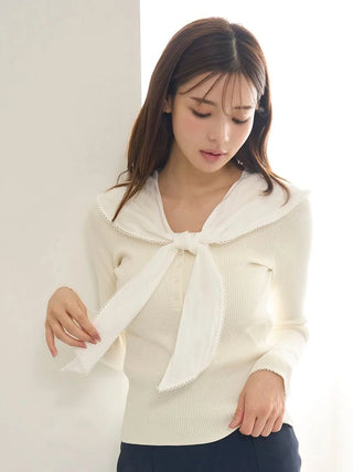 Sustainable scarf blouse docking pullover