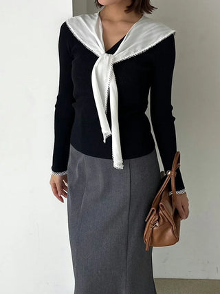 Sustainable scarf blouse docking pullover