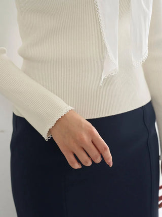 Sustainable scarf blouse docking pullover