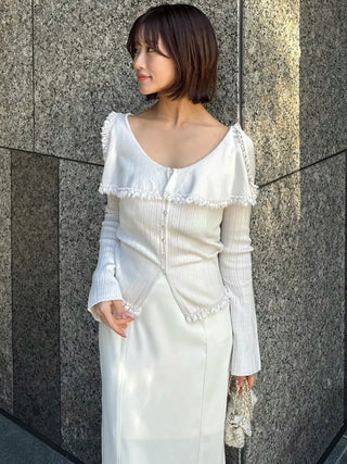 Sustainable Big Collar Lace Trim Knit Pullover