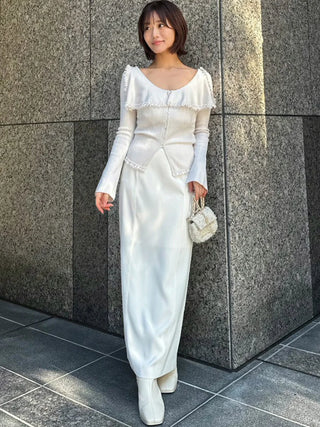 Sustainable Big Collar Lace Trim Knit Pullover