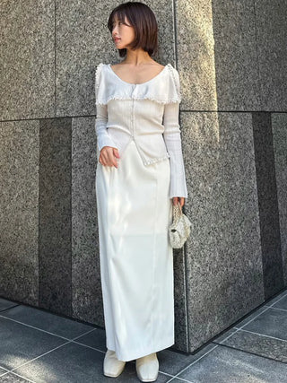 Sustainable Big Collar Lace Trim Knit Pullover