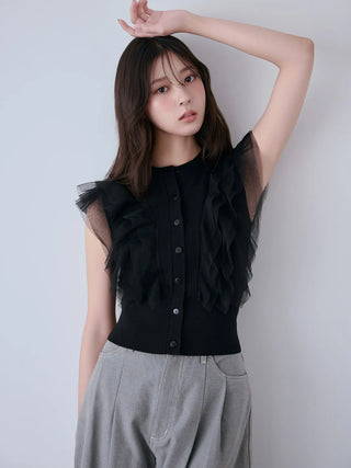 Tulle Ruffle Crew Knit
