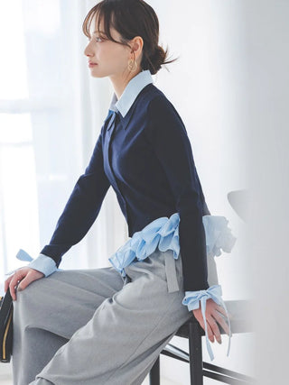 Shirt-Docking Hem Volume Knit Pullover