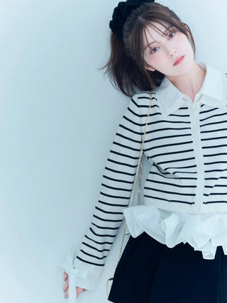 Shirt-Docking Hem Volume Knit Pullover