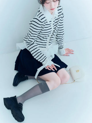 Shirt-Docking Hem Volume Knit Pullover