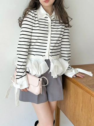 Shirt-Docking Hem Volume Knit Pullover