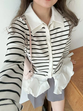 Shirt-Docking Hem Volume Knit Pullover