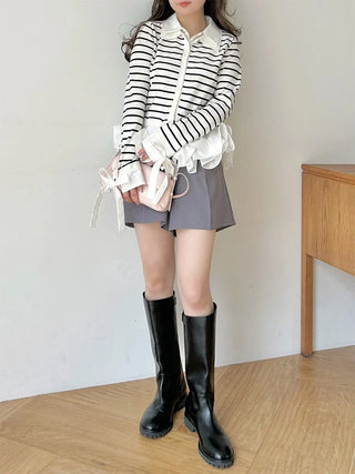 Shirt-Docking Hem Volume Knit Pullover