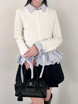 Shirt-Docking Hem Volume Knit Pullover