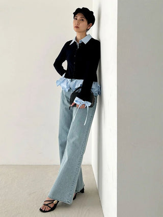 Shirt-Docking Hem Volume Knit Pullover