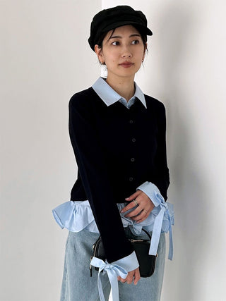 Shirt-Docking Hem Volume Knit Pullover