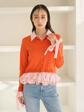 Shirt-Docking Hem Volume Knit Pullover
