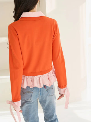 Shirt-Docking Hem Volume Knit Pullover