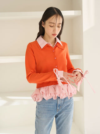 Shirt-Docking Hem Volume Knit Pullover
