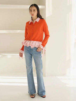 Shirt-Docking Hem Volume Knit Pullover