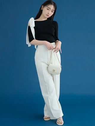 Ribbon Shoulder Knit Pullover