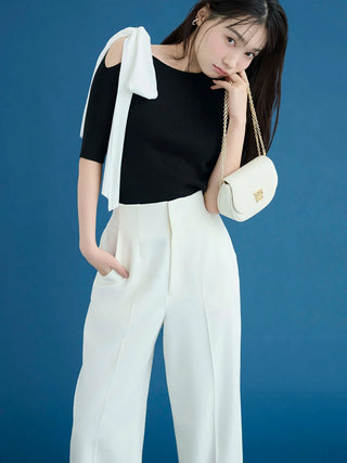 Ribbon Shoulder Knit Pullover