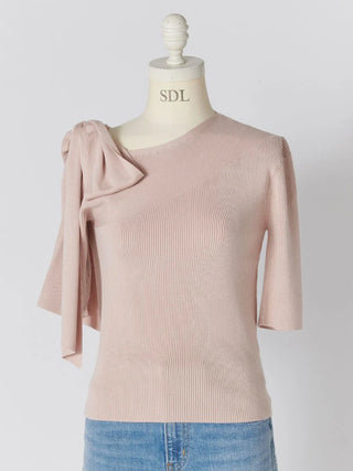 Ribbon Shoulder Knit Pullover