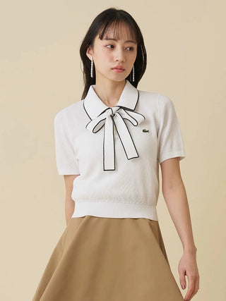 LACOSTE Bow-Tie Polo Knit Top