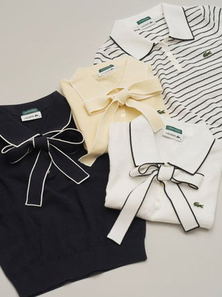 LACOSTE Bow-Tie Polo Knit Top