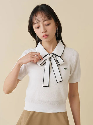 LACOSTE Bow-Tie Polo Knit Top