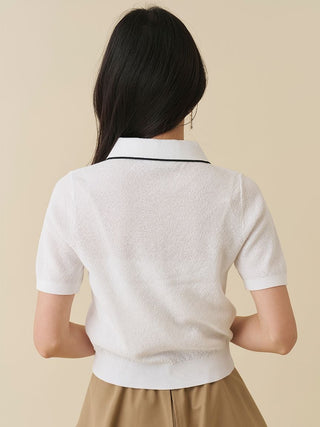 LACOSTE Bow-Tie Polo Knit Top