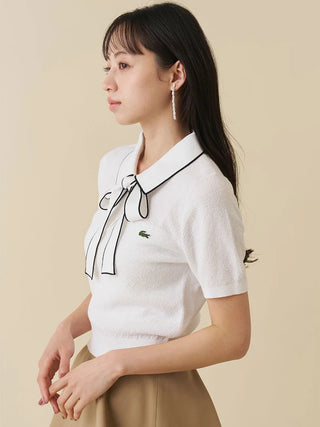 LACOSTE Bow-Tie Polo Knit Top