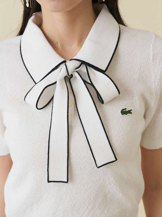 LACOSTE Bow-Tie Polo Knit Top
