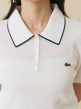 LACOSTE Bow-Tie Polo Knit Top